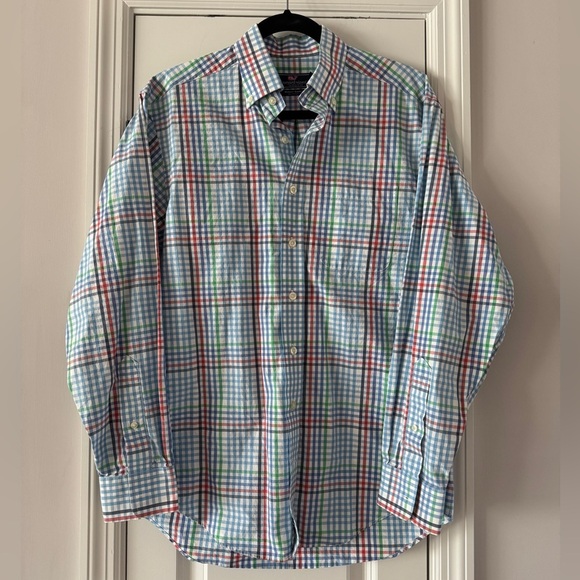 Vineyard Vines Murray Shirt Small Plaid Easter Men’s Button-Up EUC - Picture 1 of 4
